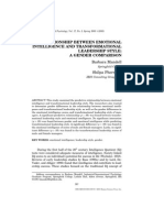 Relationship Between Emotional Intelligence and Transformational Leadership Style: A Gender Comparison