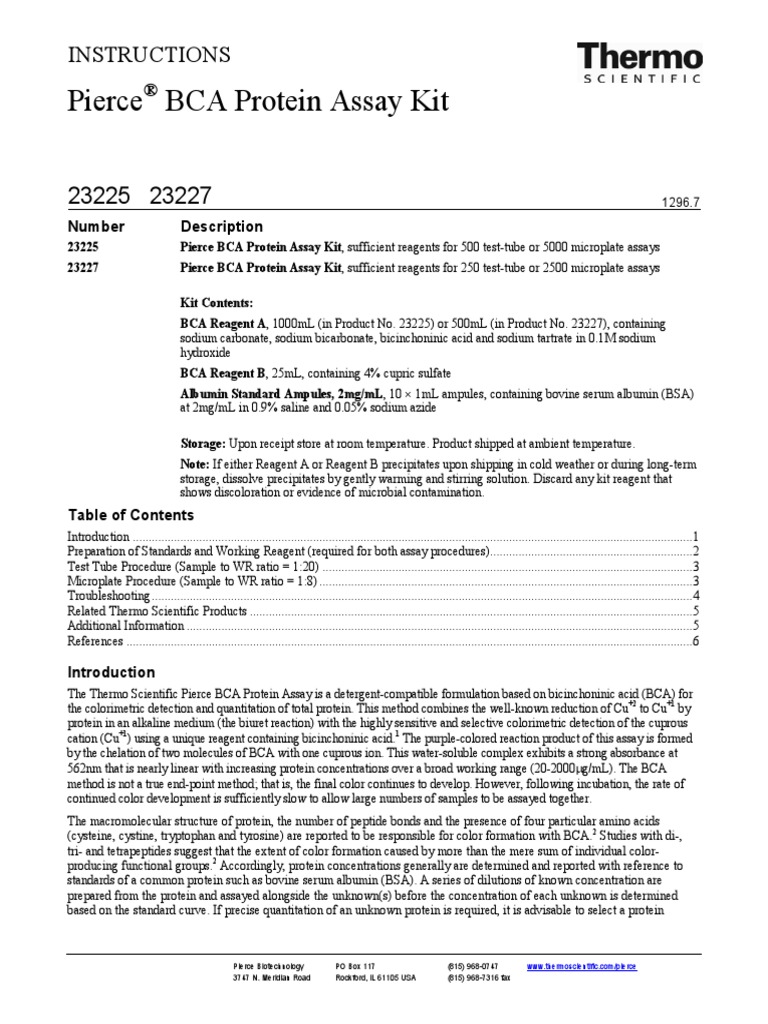 BCA Protein Assay | PDF