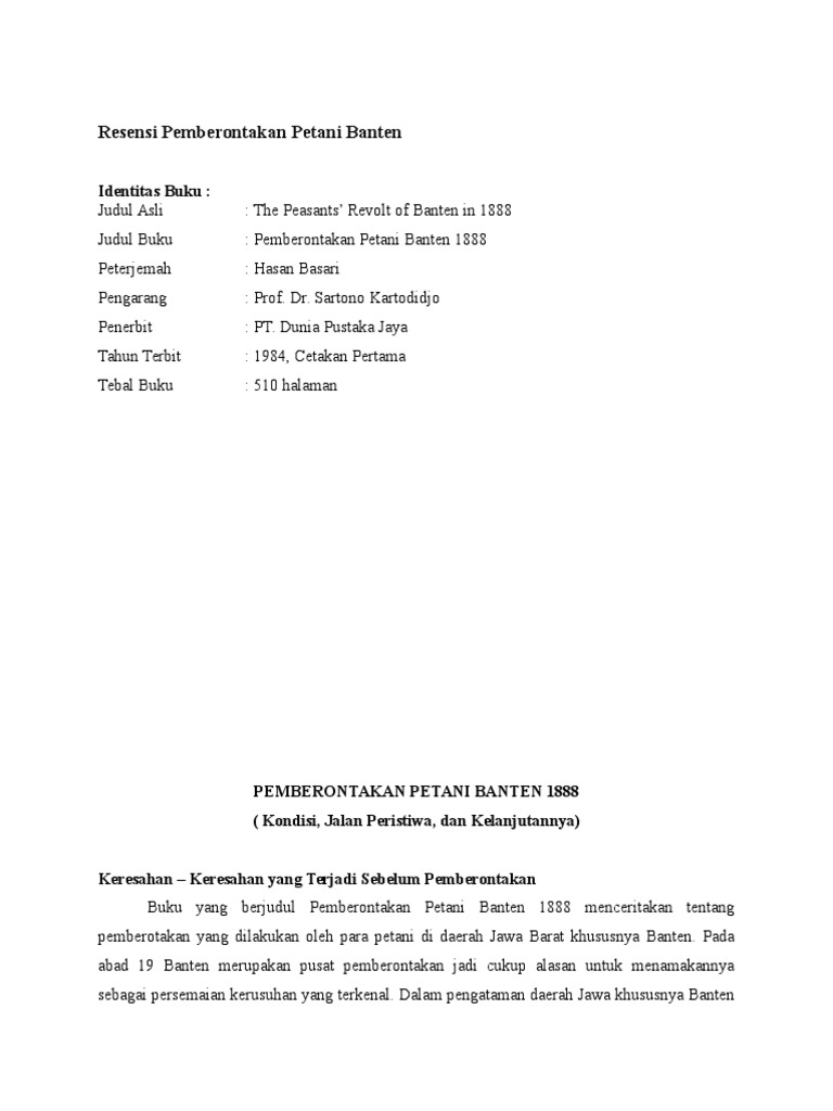Pemberontakan Petani Banten 1888 | PDF | Politik | Agama & Spiritualitas