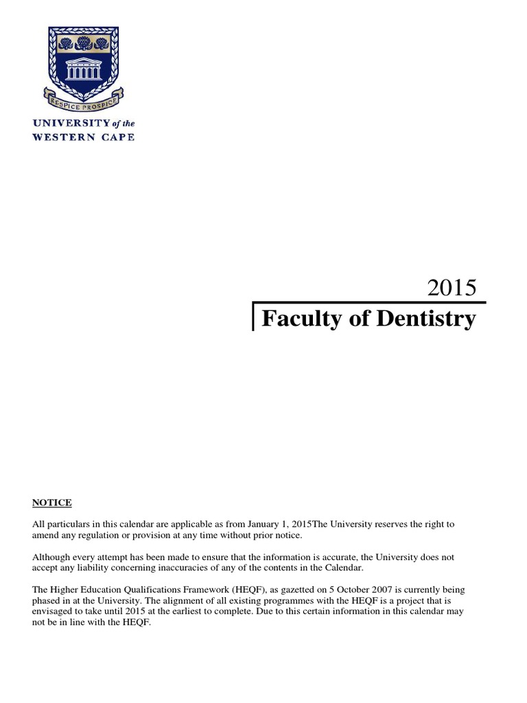 UWC Faculty of Dentistry Yearbook 2015 Dental Degree Dental Hygienist