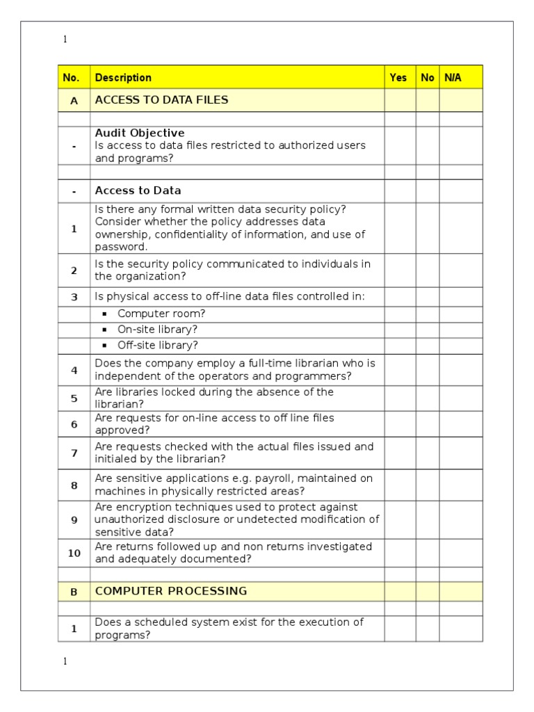 Data Security Audit Checklist | PDF | Fires | Computer File