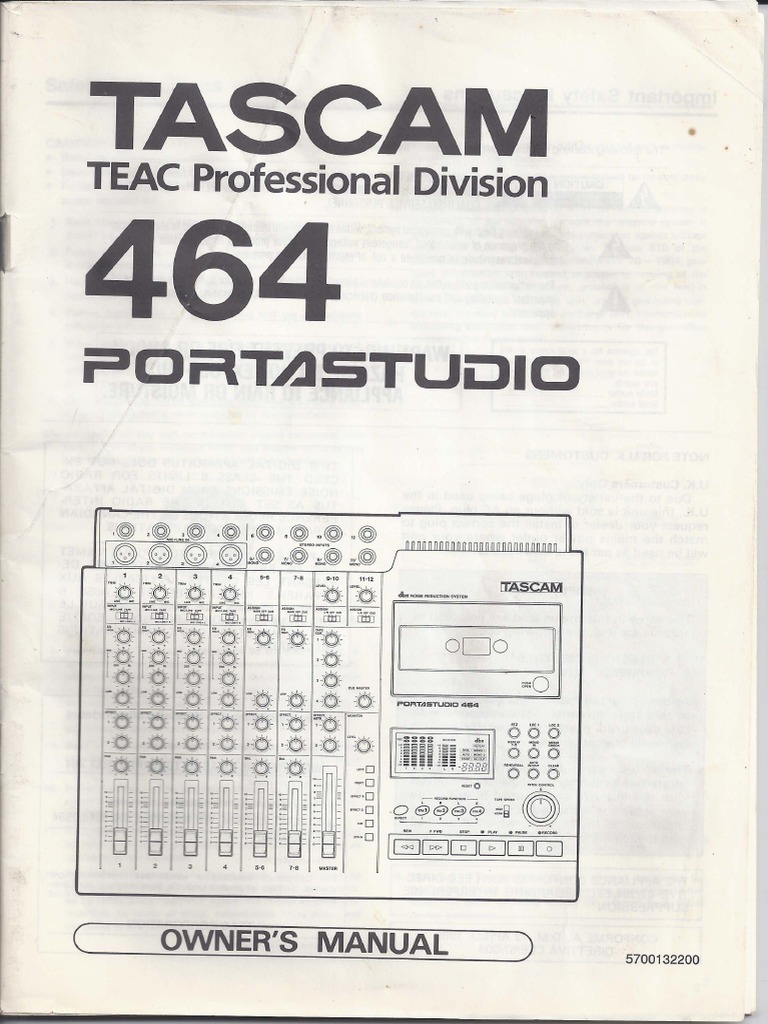TASCAM 464 PORTASTUDIO  取説付 Tascam 464 Portastudio Owner's Manual | PDF | Electrical