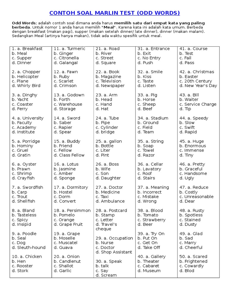 Contoh Soal Marlin Test Doc