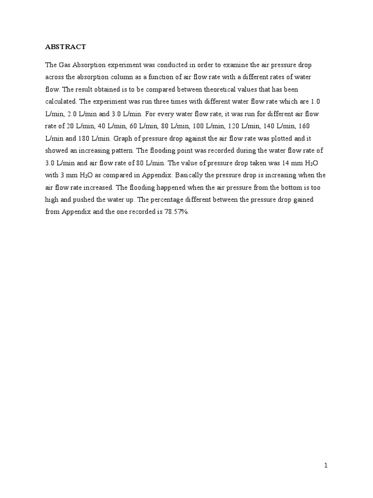 Gas Absorption Lab Report PDF Gases Absorption (Chemistry)