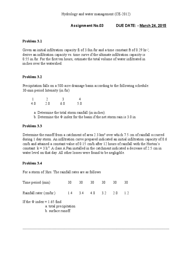 Assignment No 3 Hydrology and Water Management | PDF | Science ...