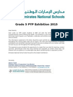 Parent Letter Grade 5 Pyp Exhibition 2015