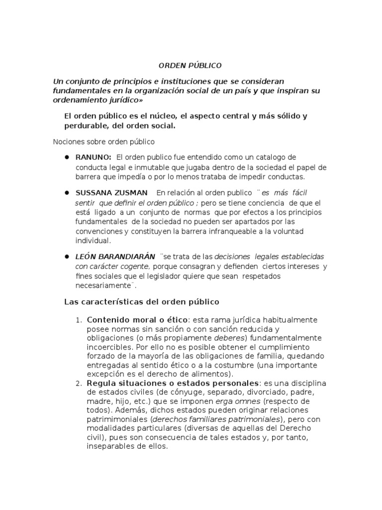 Definición y Características del Orden Público | PDF | Doctrina de ...
