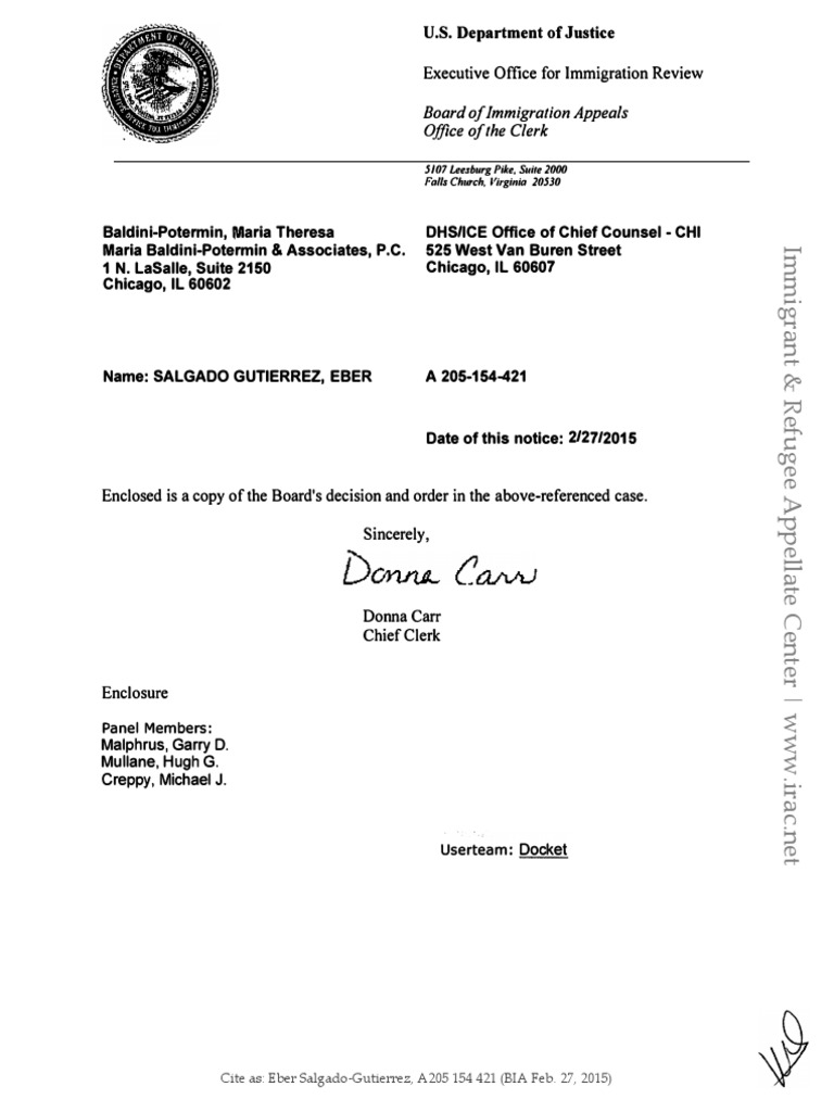 Eber Salgado-Gutierrez, A205 154 421 (BIA Feb. 27, 2015) | PDF | Asylum In  The United States | Plea