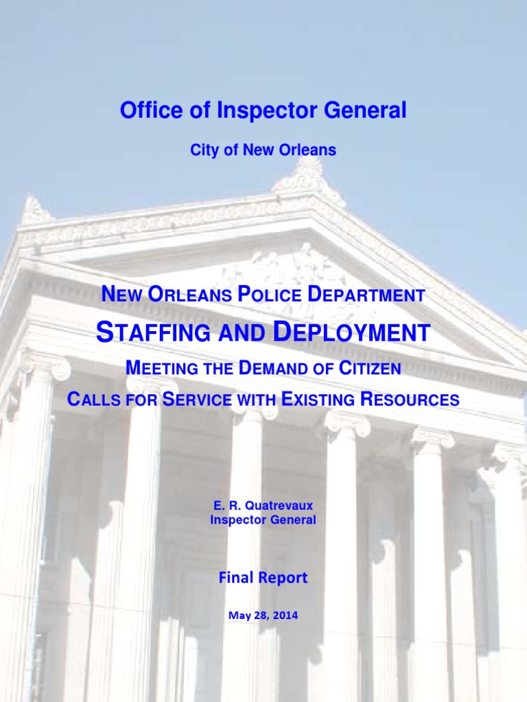 New Orleans Police Department Staffing And Deployment Police Sergeant