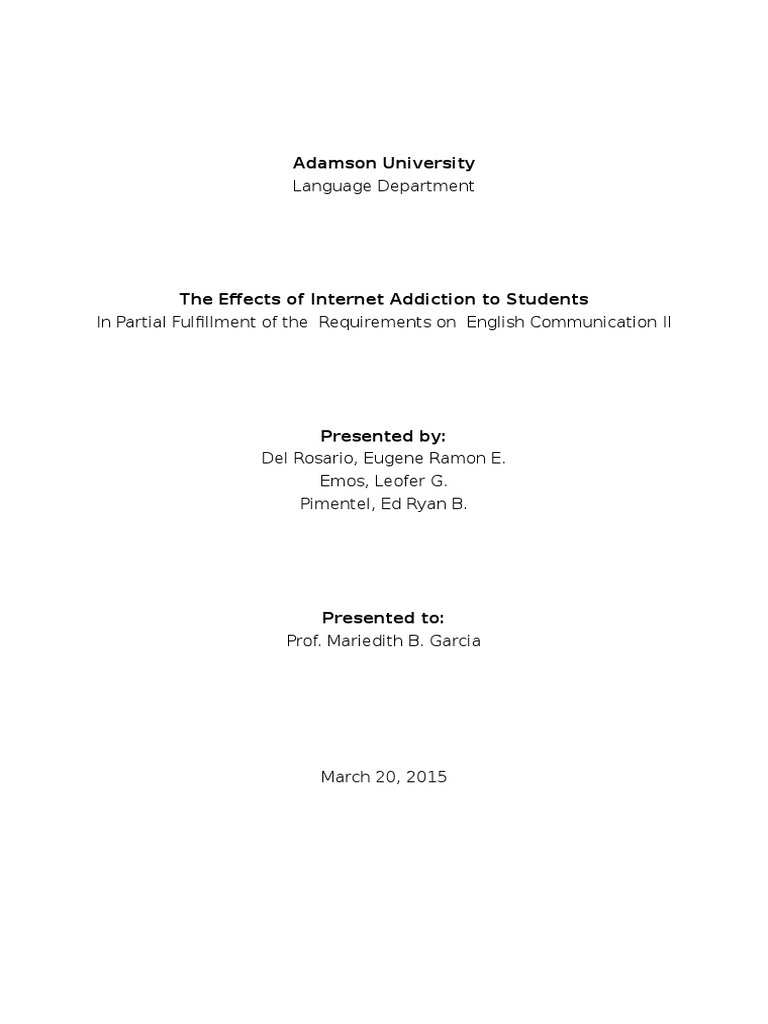 Effects of Internet Addiction on Students | PDF | Substance Dependence ...