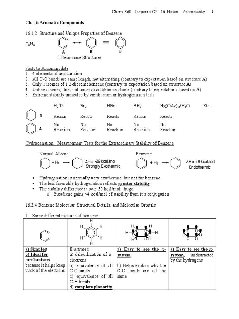 Ch 16 Aromatic Compounds Notes | PDF | Aromaticity | Nicotinamide ...