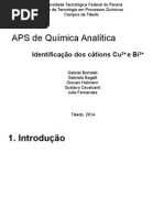 Identificação dos cátions Cu2+ e Bi3+ - Quimica Analítica