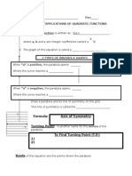 Graphs and Applications of Quadratic Functions