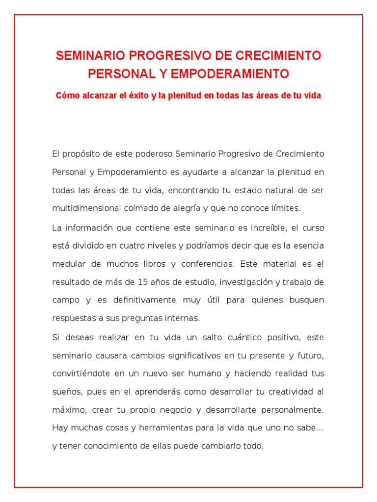 Seminario de Crecimiento Personal 4 | PDF | Desarrollo personal | Homo ...