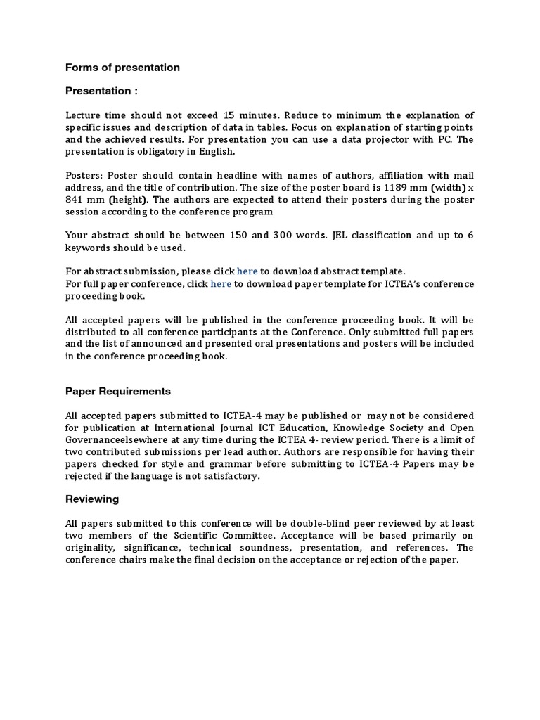 ICTEA Conference Presentation Guidelines | PDF | Art | Computers