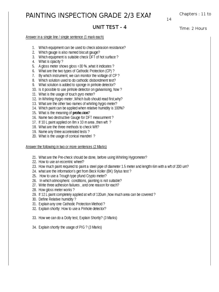 Painting Inspection Exam Guide | PDF