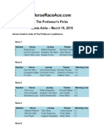 The Professor's Picks Santa Anita - March 15, 2015