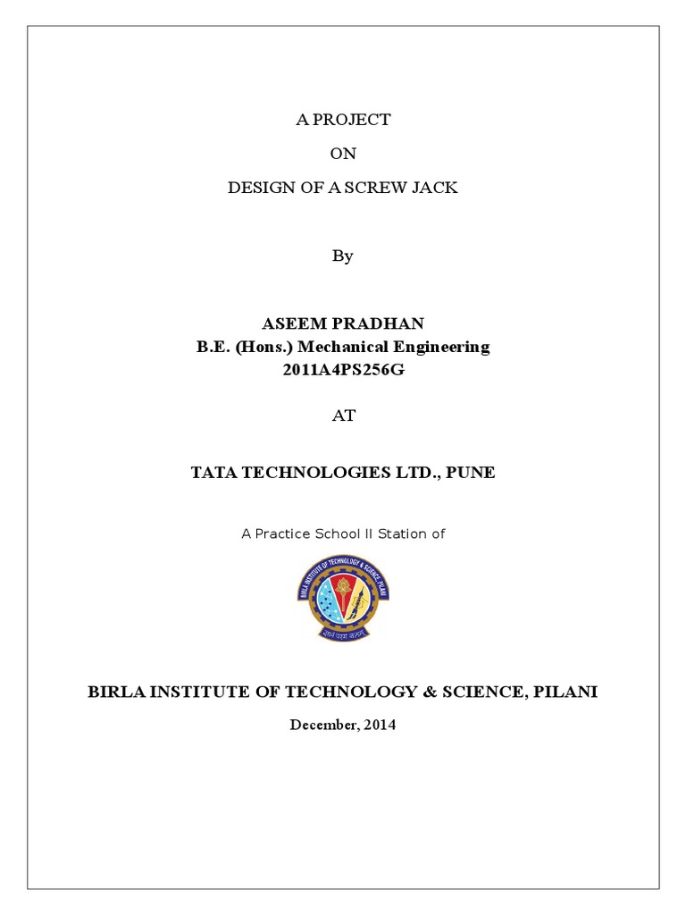 Design of a User-Friendly Screw Jack | PDF | Machines | Pump