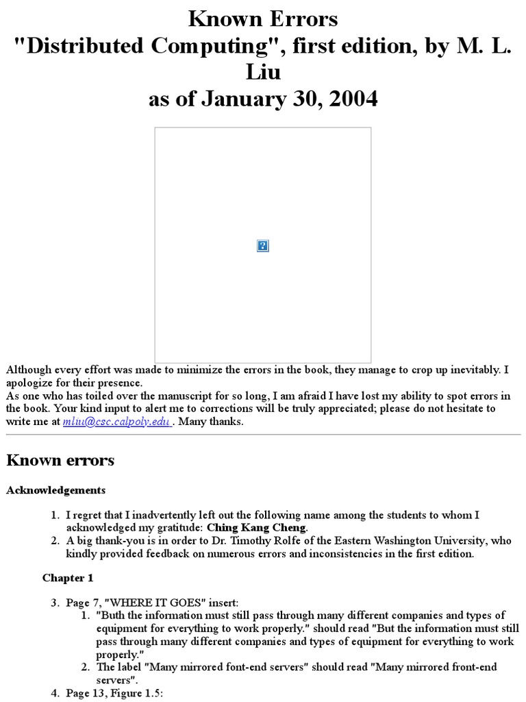 Errata - Distributed Computing First Edition - M. L. Liu | PDF | Java ...