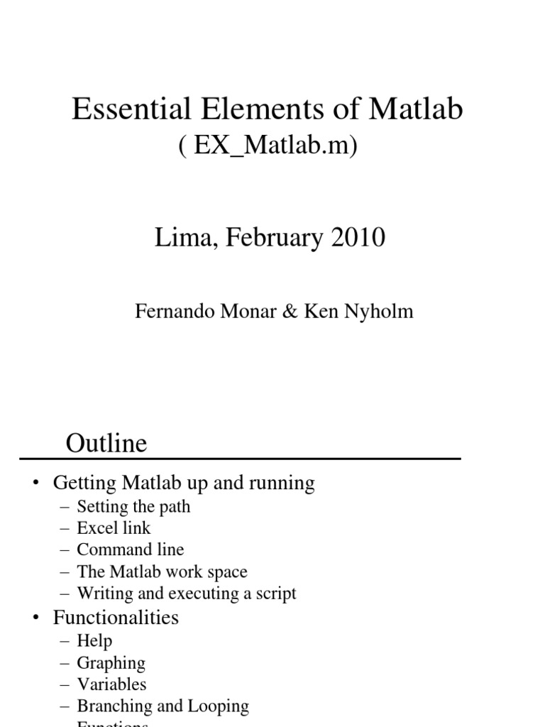 Essential Elements of Matlab | PDF | Matlab | Microsoft Excel
