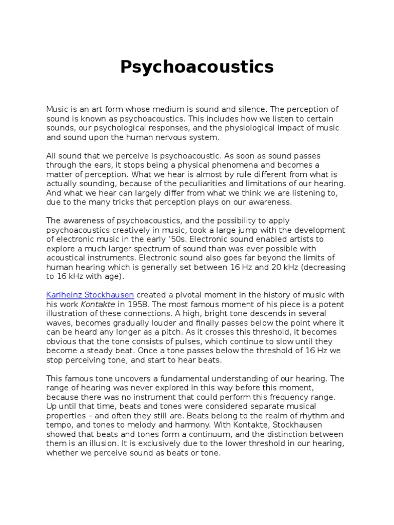 Understanding Psychoacoustics in Music | PDF | Pitch (Music) | Sound