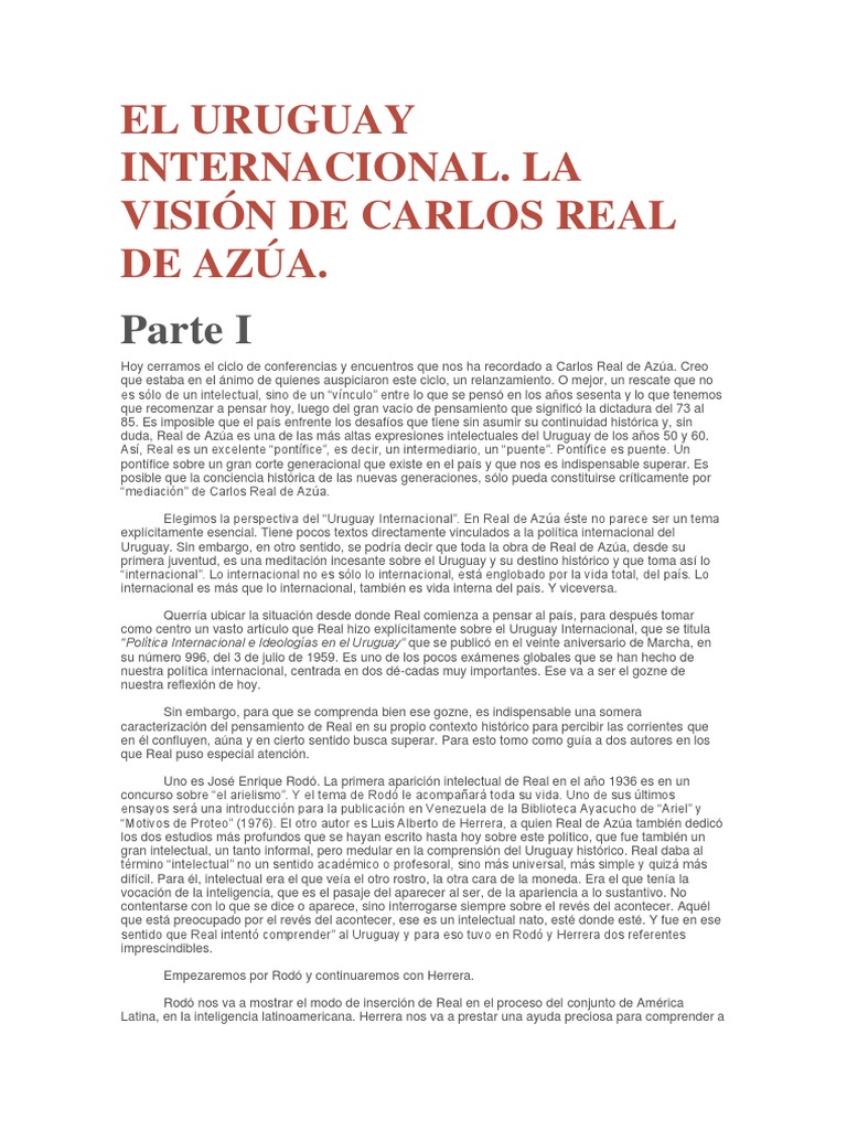 El Uruguay Internacional. La Visión de Carlos Real de Azúa. PDF