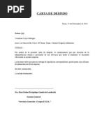 Modelo de Carta de Despido  Panamá  Salario