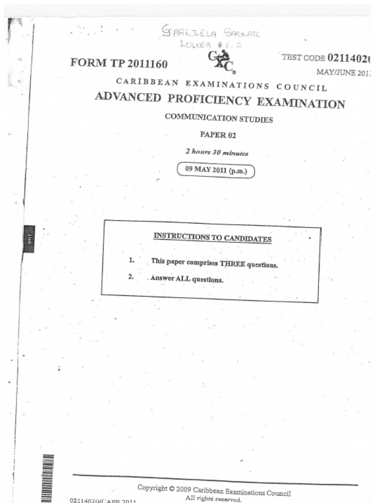 Cape Communication Studies Paper 2 - May 2011