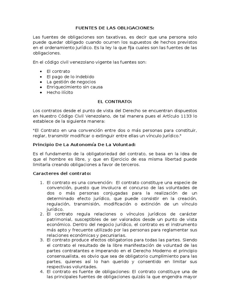 Fuentes de Obligaciones en el Derecho Venezolano | PDF | Pagos | Propiedad