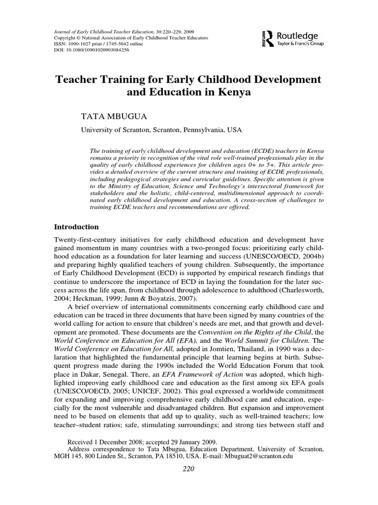 Teacher Training For Early Childhood Development and Education in Kenya