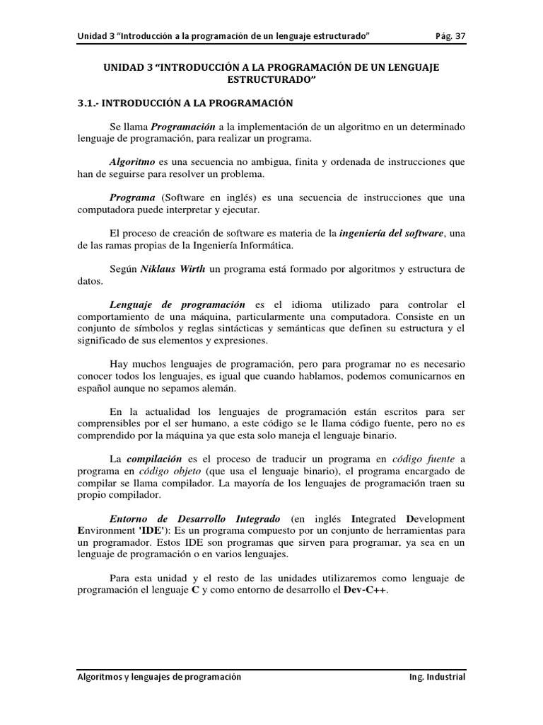 Introducción a la Programación en C | PDF | Programa de computadora ...