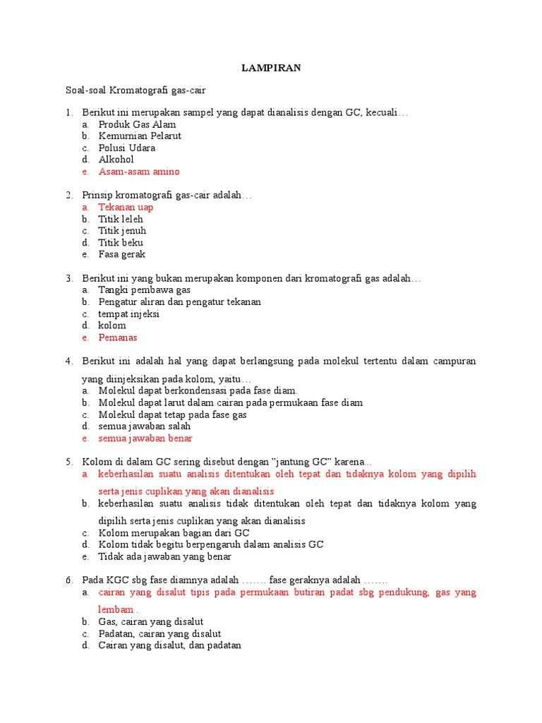 Soal Soal Kromatografi Gas Cair