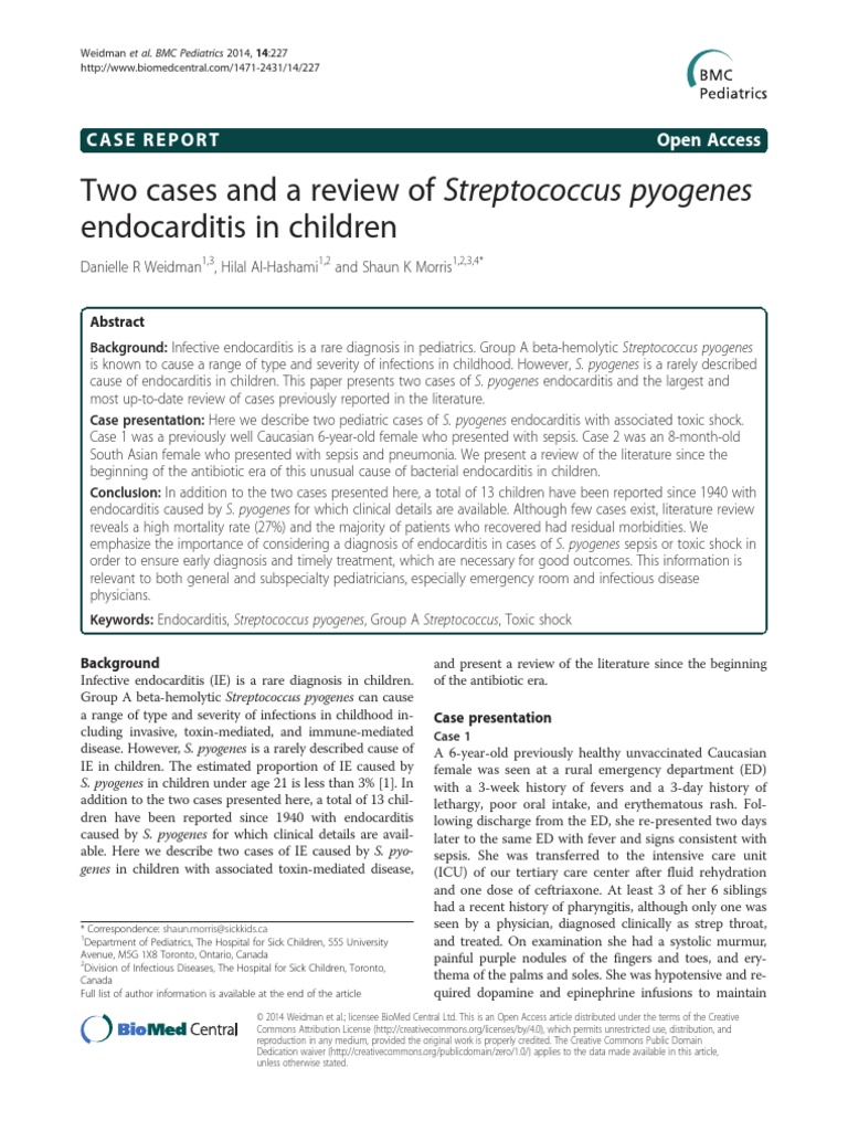 Two Cases and A Review of Streptococcus Pyogenes Endocarditis in ...