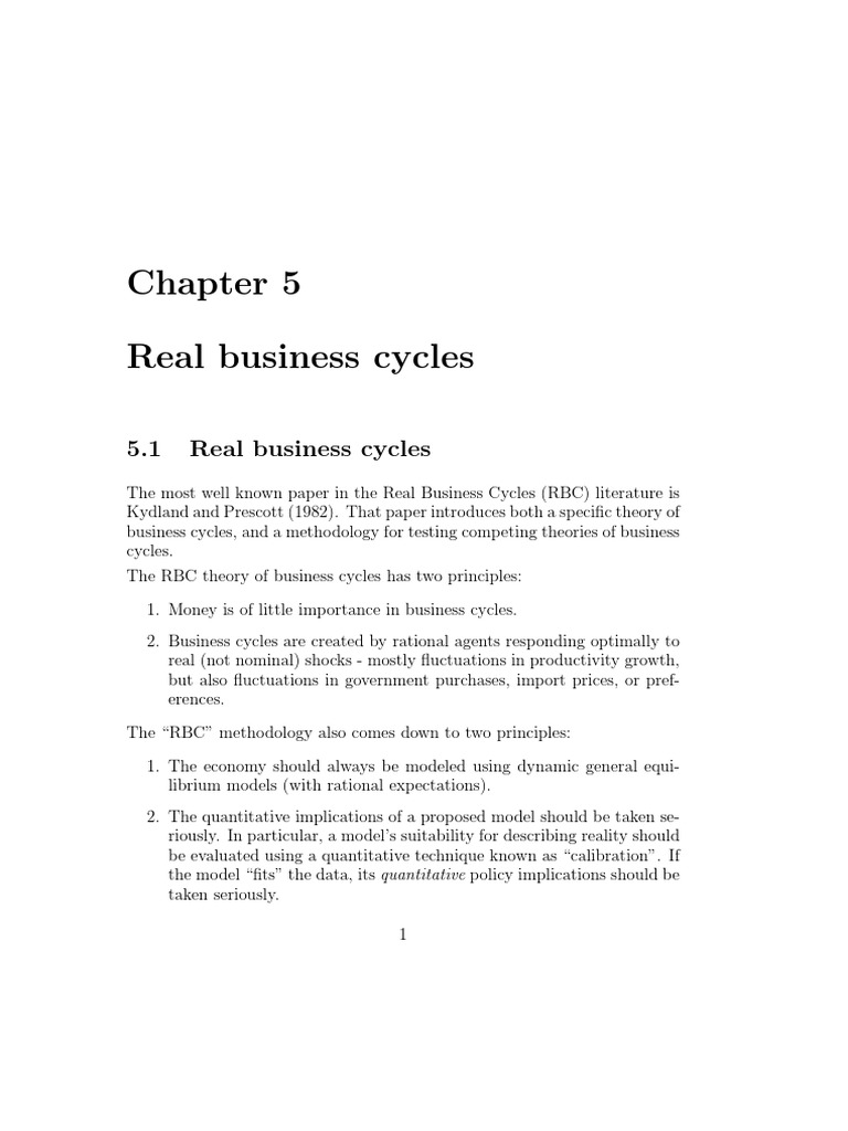 5 1 Real Business Cycles Pdf Procyclical And Countercyclical