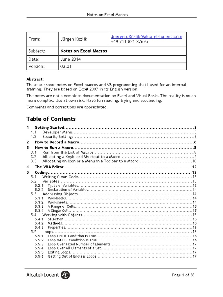 Excel Macros and VBA Programming Guide | PDF | Microsoft Excel | Data Type