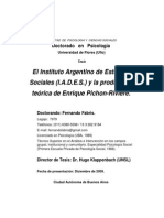 El Instituto Argentino de Estudios Sociales (IADES) y La Producción Teórica de Enrique Pichon Rivière