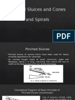 Pinched Sluices and Cones and Spirals