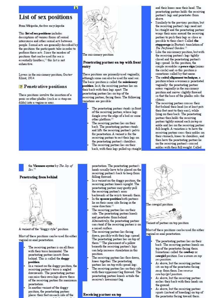 Comprehensive List of Sex Positions | PDF