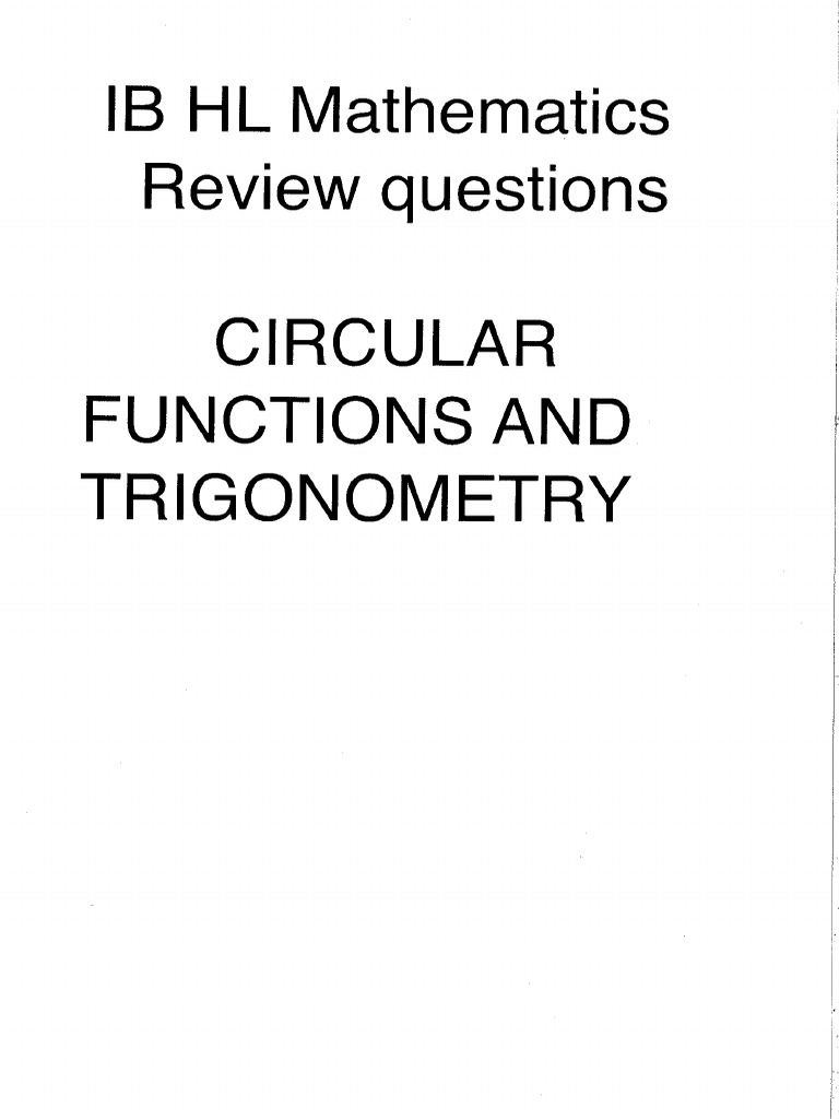 IB Math HL Functions and Trigonometry | PDF | Teaching Mathematics ...