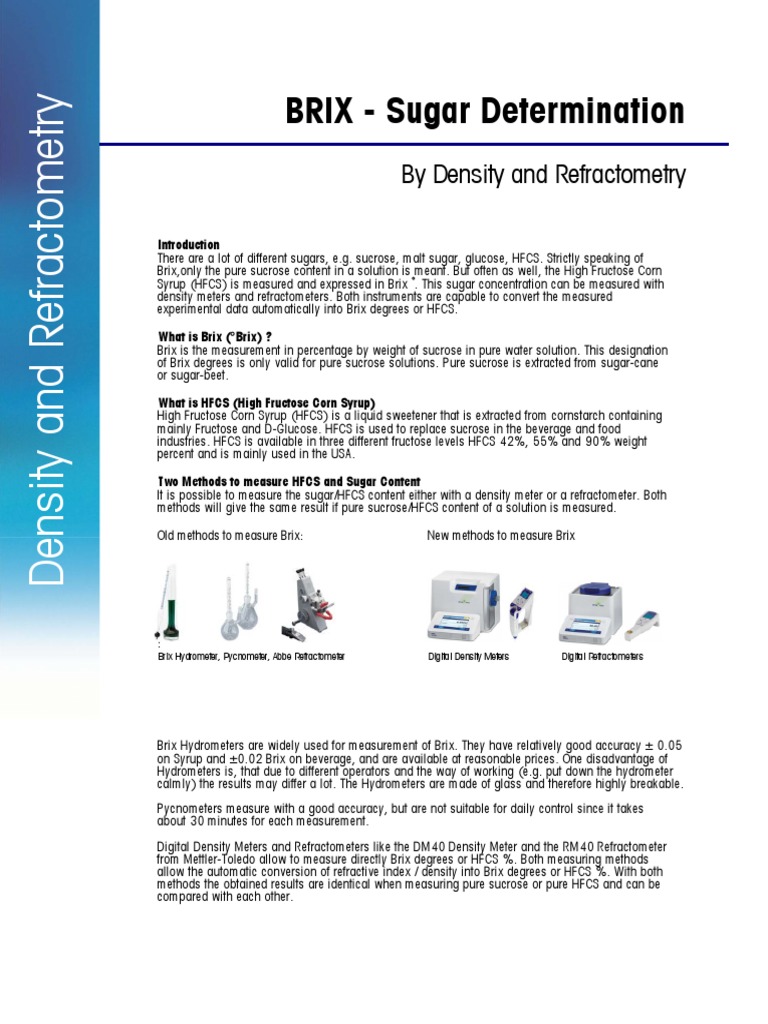 Brix Measurement Techniques for Sugars | PDF | Sucrose | Fructose