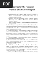 Guidelines for the Proposal for Advanced Program