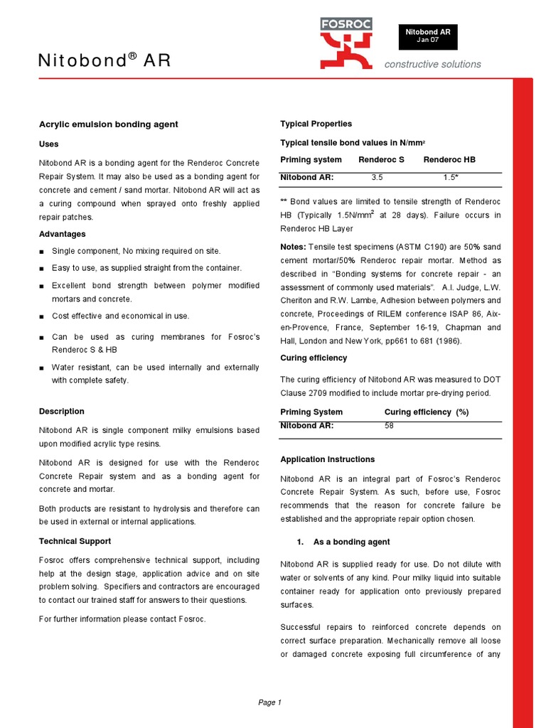 (PDS) Nitobond AR.pdf Mortar (Masonry)