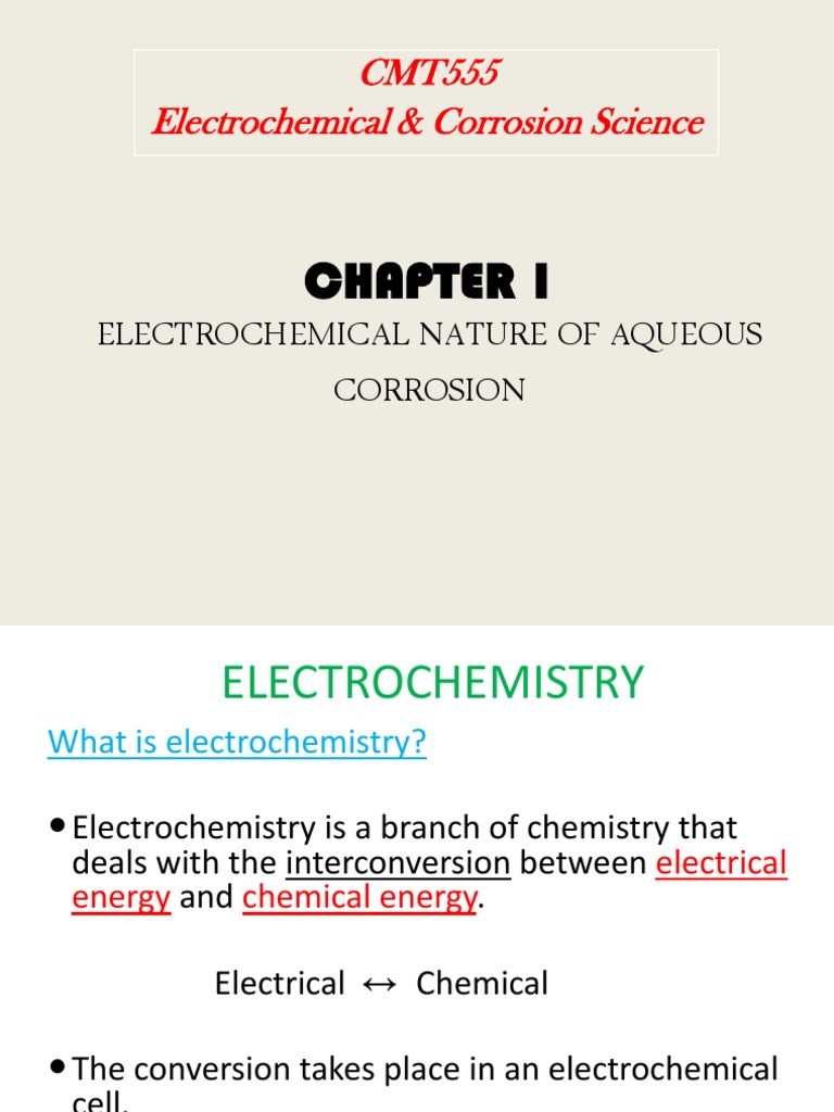 CMT5551Electrochemical Cells & ThermodynamicsStdnt Notes Redox