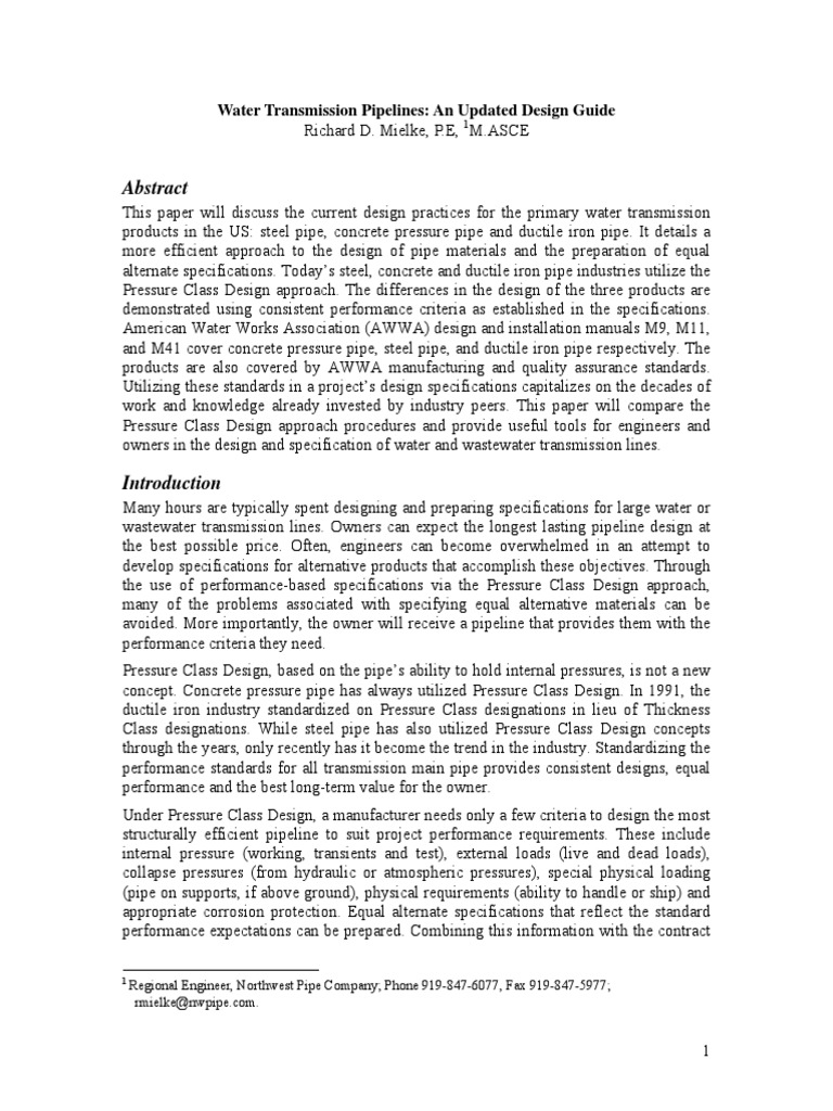 WaterTransmissionPipelinesAnUpdatedDesignGuide PDF | PDF