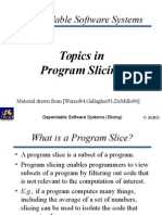 Dependable Software Systems: Topics in Program Slicing