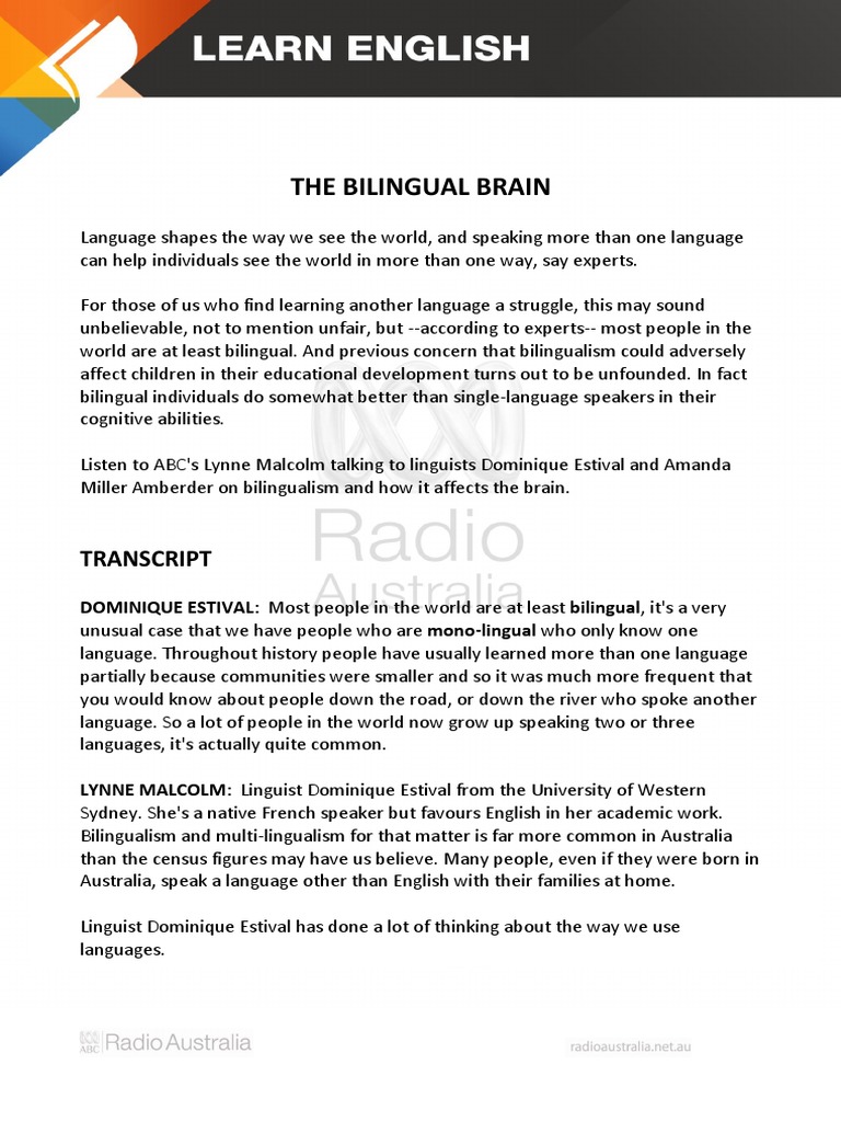 Benefits of Bilingualism on Cognition | PDF