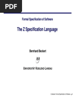 Z notations in Software Formal Specifications