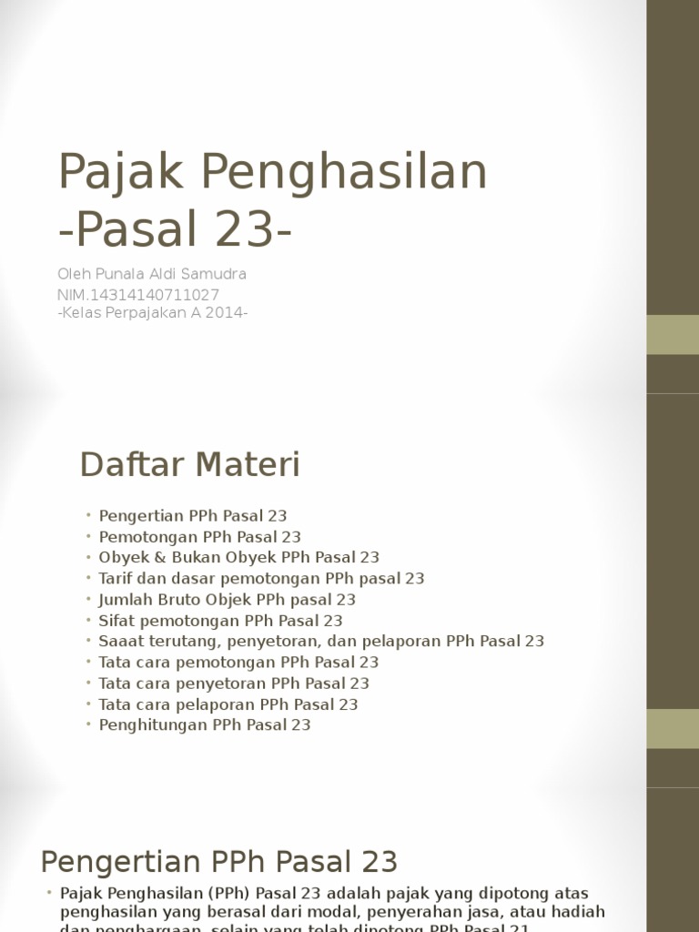 Materi Pph Pasal 23