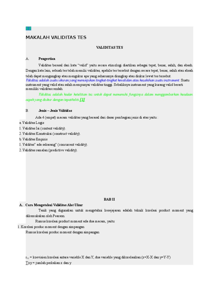 Tes Validitas