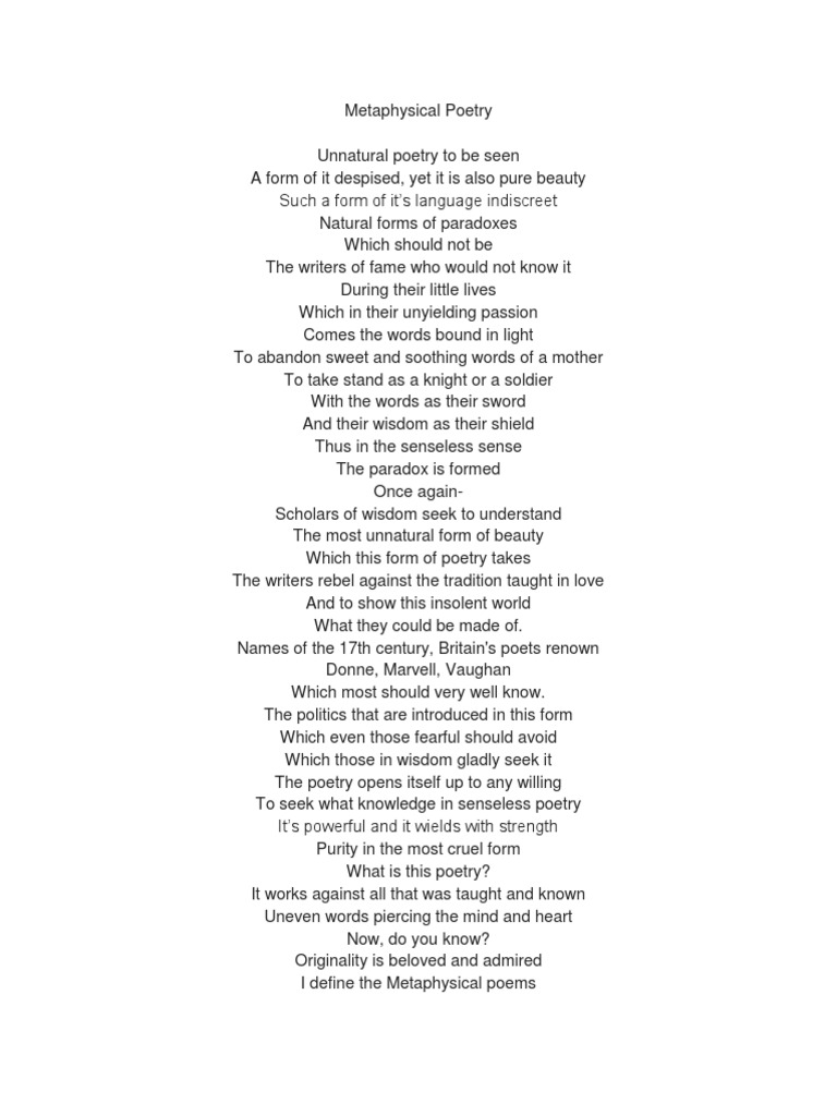 Paradox and Beauty in Metaphysical Poetry | PDF
